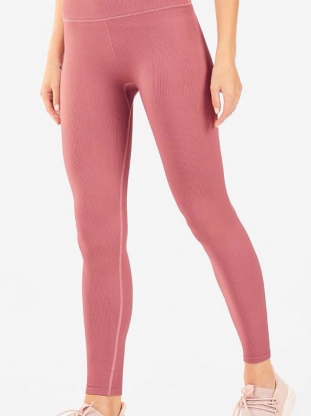 Fabletics Ribbed High-Waist Leggings in Rose